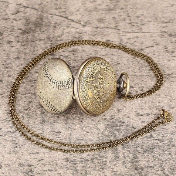 Baseball Pocket Watch NEW Sports Gift Ball Glove Player MVP Award Prize - Picture 4 of 5